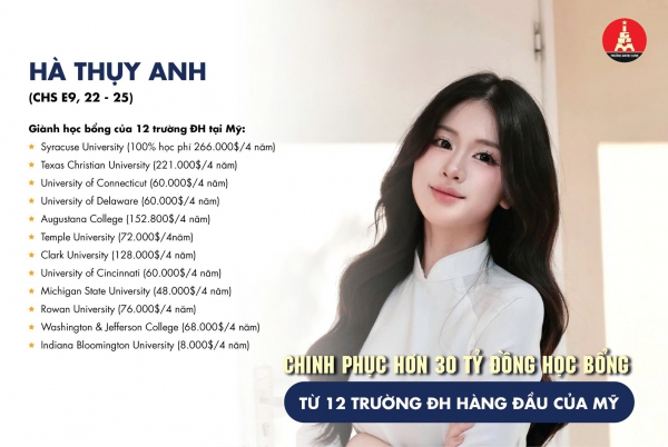 MCER CHINH PHỤC HƠN 30 TỶ ĐỒNG HỌC BỔNG TỪ 12 TRƯỜNG ĐH HÀNG ĐẦU CỦA MỸ